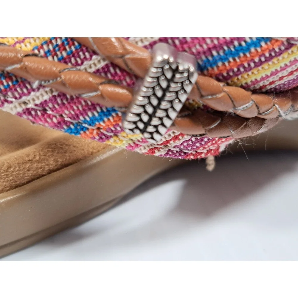 Minnetonka Womens Multi Color Woven Concho Thong Wedge Sandals 700001 SNR 7